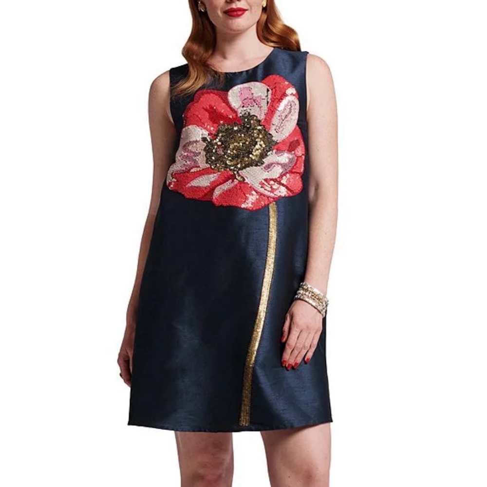 Frances Valentine Alice Shift Dress Floral Accent